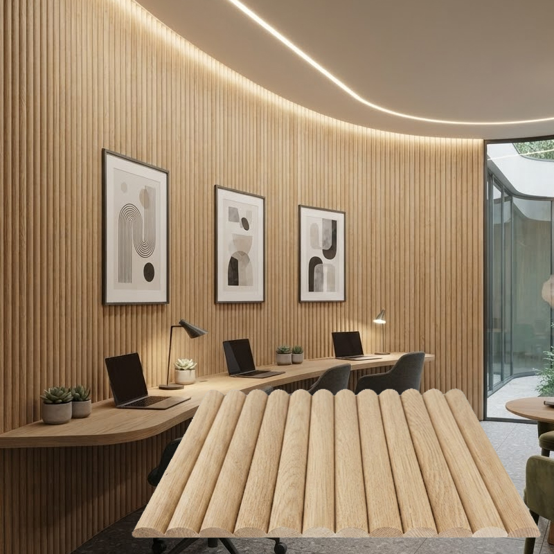 Curved Flexible Acoustic Panel Architectural Flexible Wooden Wall Board Decorative Bendable Timber Slat for Interior