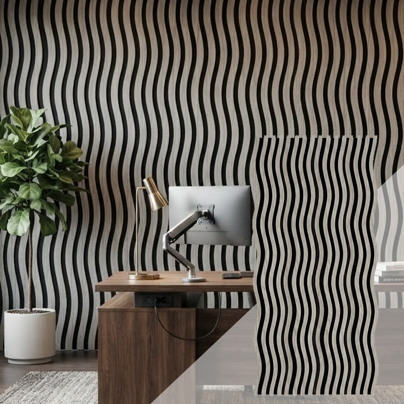 Wave Shape Wood Acoustic Panel Modern 3D Wave Textured Wooden Wall Tiles Decorative Curved Timber Panelling for Interior